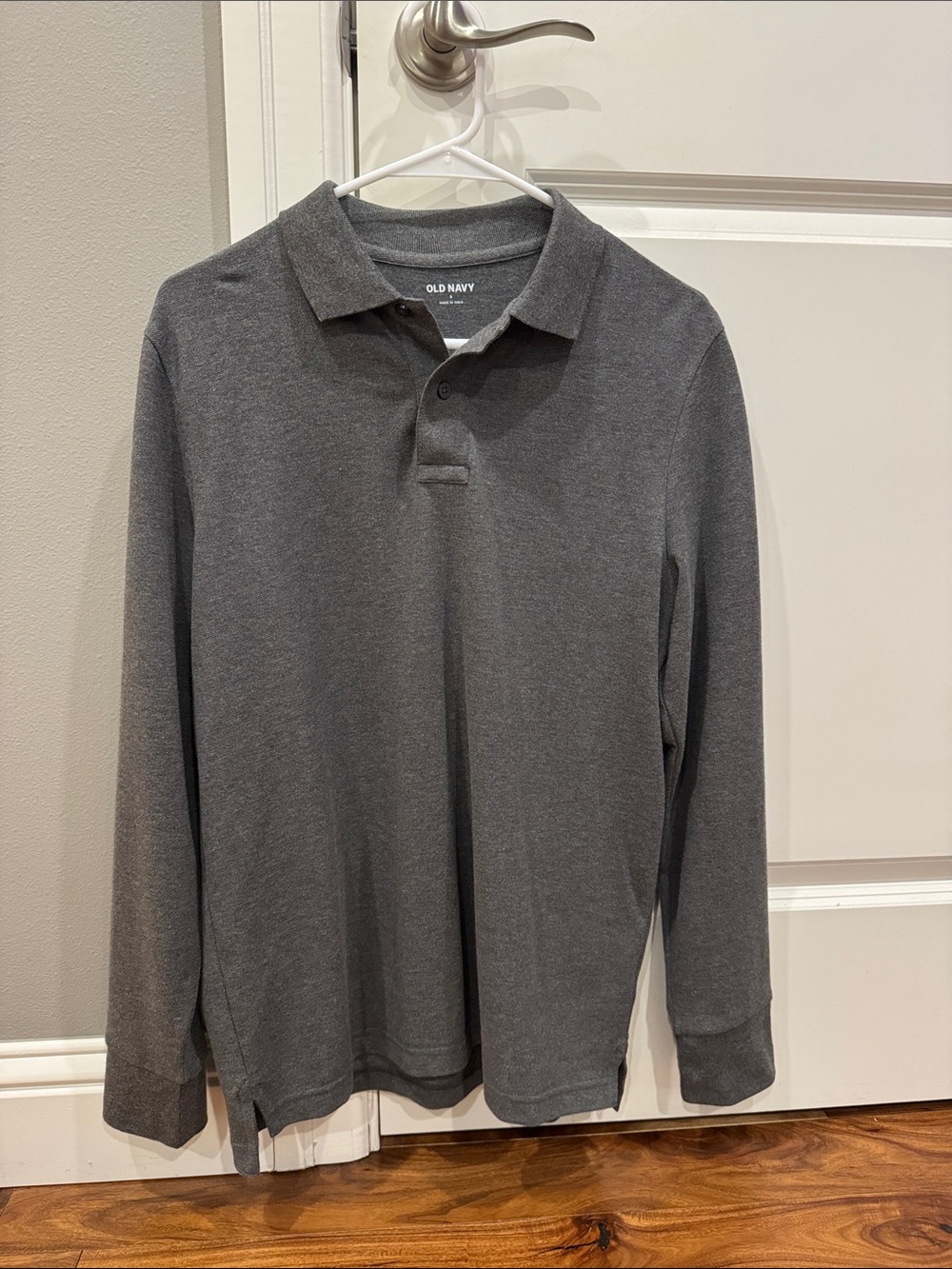 Old Navy Men's Long Sleeve Polo - Charcoal Gray